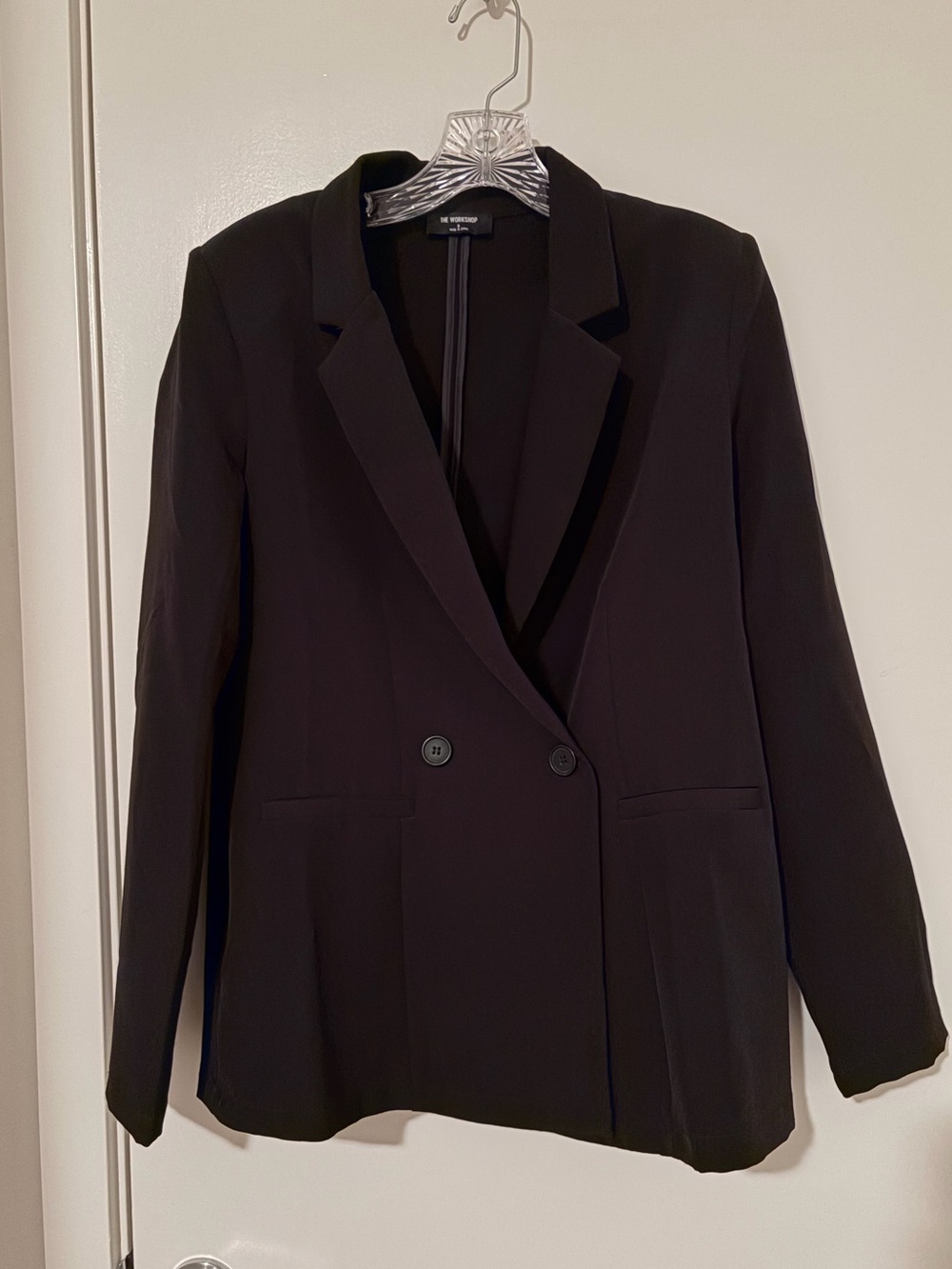 Womens Black Double-Breasted Blazer Jacket